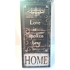 Home Vertical Canvas Wall Art Love Spoken Here 28" x 13"  Family Farmhouse